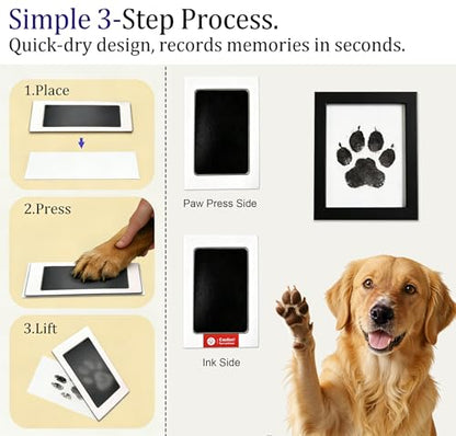 Dog Paw Print Kit & Cat Memorial Frame - Inkless Nose Print Stamp Pad for Dogs, Cats & Babies, Mess-Free Handprint Keepsake, Ink Pads & Wooden Photo Frames, Pet Memorial Gifts (Large 2 Packs) - size: large 2 packs