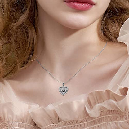 Lotus Locket Necklace Sterling Silver Lotus Flower Locket Necklace That Holds Pictures Yoga Locket Pendant Mother's Day Gifts for Women Wife Mom - style: Pet Paw Locket