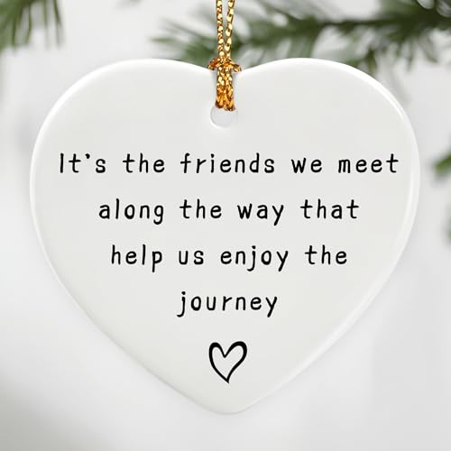 Friends We Meet Along The Way, Firm Friendship - Heart Plaque/Sign, Gifts for Friends | Birthday, Christmas Friendship Gifts for Bestie, Best Friend, Sisters, BFF, Her | Friend Christmas Ornament - color: Friend