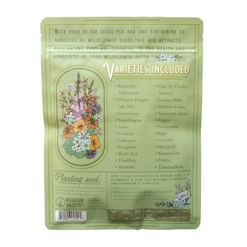 Mountain Valley Seed Co Wildflower Seeds Bulk, 2 Oz. 80,000+ Seeds | Butterfly & Hummingbird Mix with 23 Non-GMO Varieties – Pollinator Flower Seed for Planting - style: Butterfly & Hummingbird
