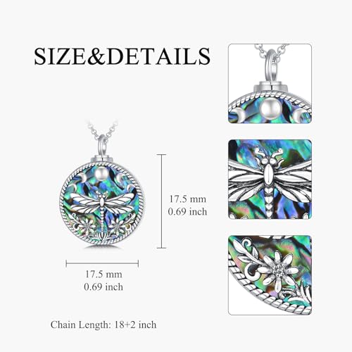 PELOVNY Urn Necklaces for Ashes of Loved Ones 925 Sterling Silver Personalized Heart Locket Urn Necklace Cremation Keepsake Memorial Jewelry Gifts for Women Men - color: Dragonfly Urn-1