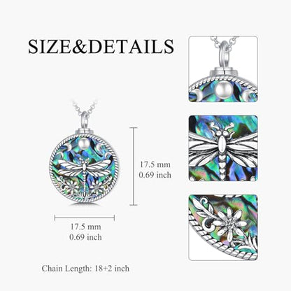 PELOVNY Urn Necklaces for Ashes of Loved Ones 925 Sterling Silver Personalized Heart Locket Urn Necklace Cremation Keepsake Memorial Jewelry Gifts for Women Men - color: Dragonfly Urn-1