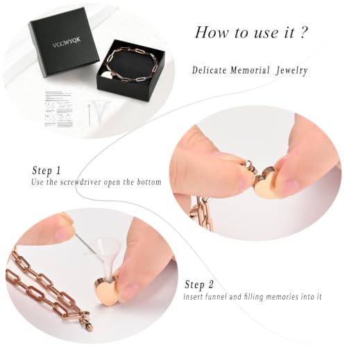 Heart Urn Bracelet for Ashes for Women Men Cremation Jewelry - color: Rose