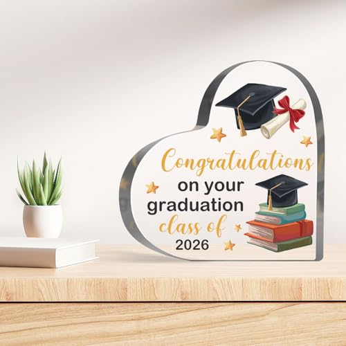 Happy Graduation Gifts for Women Men, Inspirational Graduation Keepsake Plaque, Congrats Acrylic Sign for High School College Graduate Son Daughter Friend, Home School Desk Shelf Decor - style: Graduation 02
