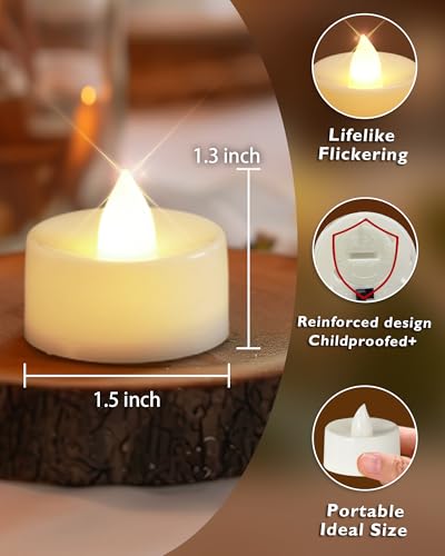 Homemory 100-Pack Flameless Tea Lights Candles Battery Operated, 200+ Hours - color: Warm White Light, White Base, size: Pack of 100
