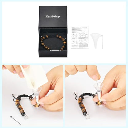 Hearbeingt Cremation Jewelry Urn Bracelet for Ashes Braided Rope Beads - color: Customize