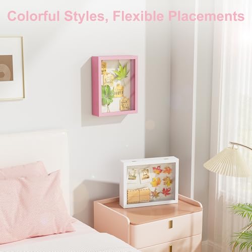 Love-KANKEI Deep Large Shadow Box 11x14,Solid Wood Frame,Memory Box,Pink - color: Pink, size: 11 x 14
