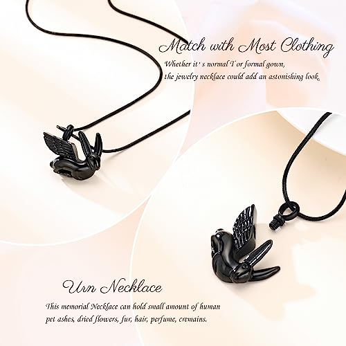 Bunny Rabbit Urn Pendant Necklace - Stainless Steel Cremation Ashes Jewelry for Pets Keepsake Memorial Ashes Locket - color: Black