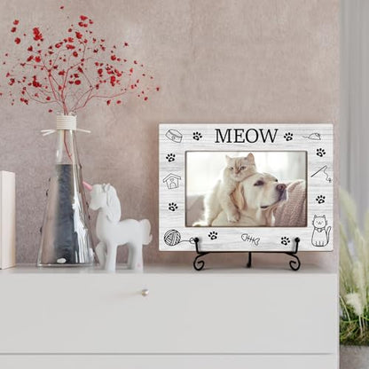 Utaqer Cat Picture Frame, You Had Me At Meow, Picture Gifts For Women Wife Friend, Wooden Picture Frame For Birthday Holiday Thanksgiving, 4X6 Photo Frame With Stand -26 - style: Cute Meow