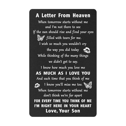 ENGZHI Memorial Gifts Loss of Son, A Letter from Son In Heaven Wallet Card - style: Memorial Son
