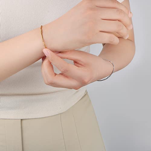 Morse Code Bracelets for Women, Gold Silver Stainless Steel Beads Bracelets - style: A new chapter-Gold