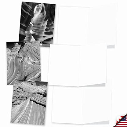 The Best Card Company - 10 Blank Note Cards with Envelopes (4 x 5.12 Inch) - Black & White Photos, Bulk Boxed Set - Free Forms M3310 - style: Free Forms