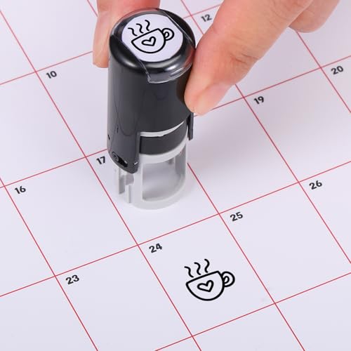 Supervitae 2 Pack Hot Coffee Cup Print Stamps Ink Stamper,Black | Mini Coffee Cup Self Inking Stamps for Classroom Party Educational Learning Activities Craft Supplies - color: Black, style: Coffee Cup
