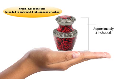 Crimson Rose Keepsake Urns for Human Ashes with Velvet Gift Box for Cremation Keepsakes for Ashes - Small Cremation Urn and Small Keepsake Urn Set of 4 - color: Crimson Rose
