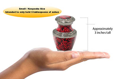 Crimson Rose Keepsake Urns for Human Ashes with Velvet Gift Box for Cremation Keepsakes for Ashes - Small Cremation Urn and Small Keepsake Urn Set of 4 - color: Crimson Rose