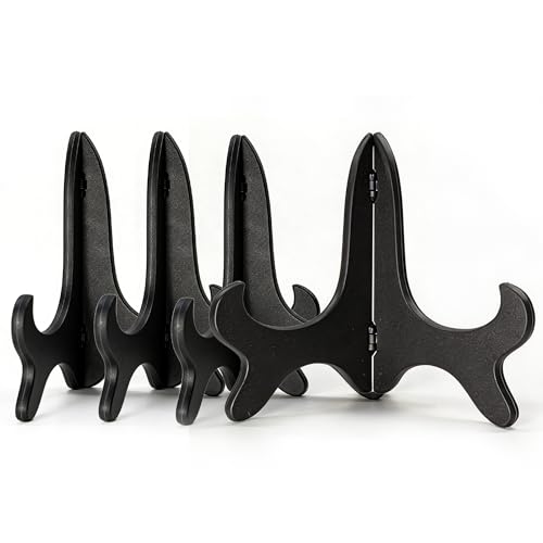 Artliving Black 7" Wood-like Plastic Easels Plate Display Stands Picture Frame Stand Holder-Set Of 4 - size: 7 inch