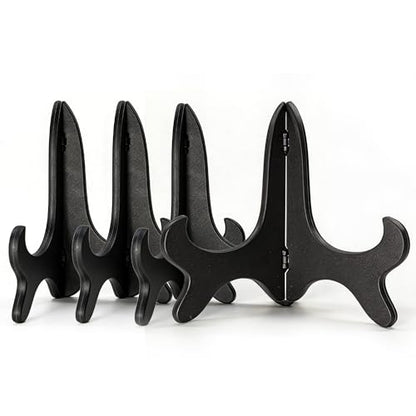Artliving Black 7" Wood-like Plastic Easels Plate Display Stands Picture Frame Stand Holder-Set Of 4 - size: 7 inch