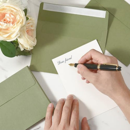 30 Sets A7 Cards & Envelopes 5x7, Sage Green & Cream White Folded Cards - color: Sage Green, size: 30 Pack A7 (5.31x7.28in) Cards and Envelopes