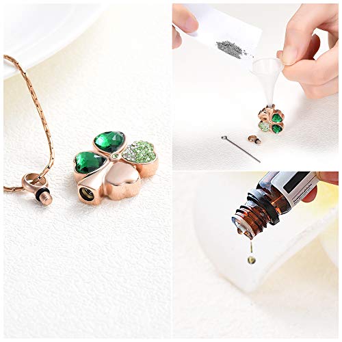constantlife Cremation Jewelry Memorial Urn Necklace for Ashes Lucky Four-Leaf Clover Design Stainless Steel Pendant Keepsake - color: Customize
