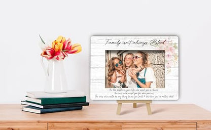 Best Friend Picture Frame, Family Isn't Always Blood Friends Picture Frame, Rustic Floral Family Photo Frame, Bestie Birthday Graduation Friendship Gifts Ideas, Home Office Tabletop Decor-f06 - size: Family Isn't Always Blood-06