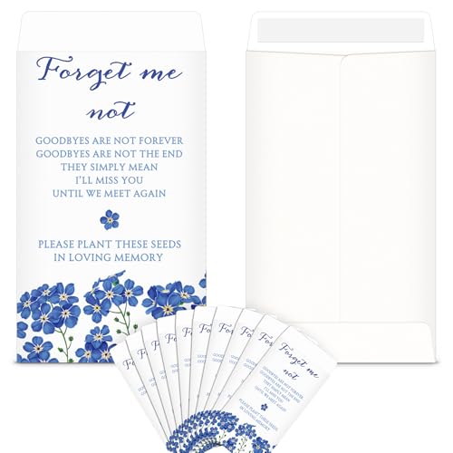 Fumete 120 Pack Memorial Seed Packets Funeral Favors, Forget Me Not | Empty Envelopes for Guests, 3.9x2.4 in Kraft, Celebration of Life, Veterans Day Memorial, Funeral Seed Favors - style: Forget Me Not