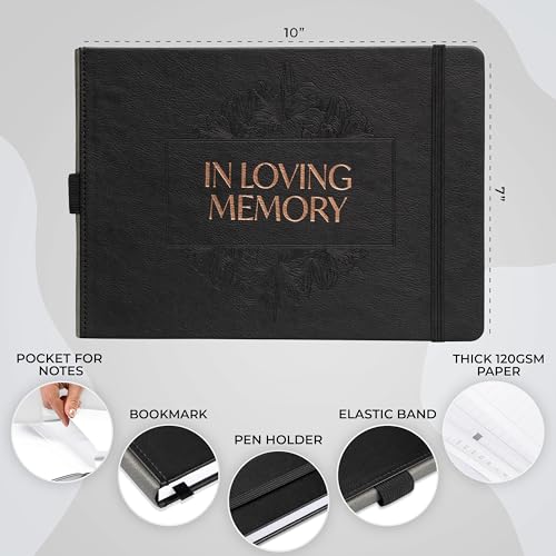 Skyline Funeral Guest Book, Memorial Service Sign-In, Black - color: Black