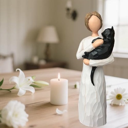 FRUMOASA Black Cat Angel Figurine 6" Loss Cat Sympathy Memorial Gift Statue - color: Black Cat