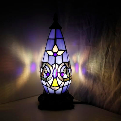 Small Tiffany Stained Glass Table Lamp 5.5X11 Inch, Blue Baroque - color: Stained Glass