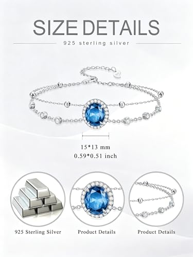 Cremation Urn Bracelets 925 Sterling Silver Double Layered Cremation Ash Bracelet for Ashes with 12 Months Birthstone Urn Jewelry for Women Loved One Animals,Chain Length 7"+2" Extend - color: 12-December