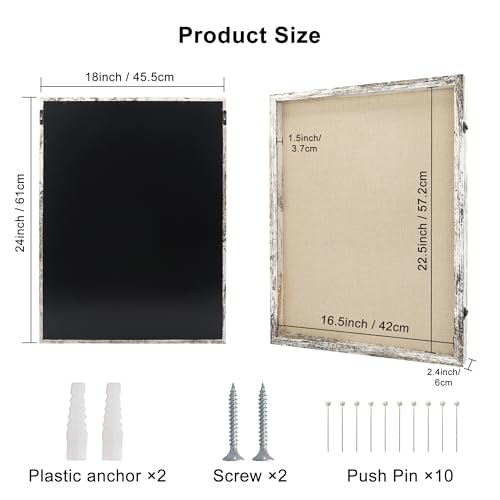 Large Shadow Box Frame 18x24 Display Case, White Wedding Bouquet Memory Box - color: Rustic White, size: 18"x24" (45.7x61.0 cm)