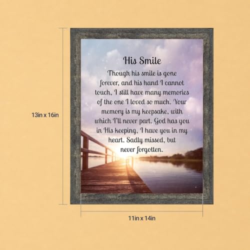 Memorial Gifts for Loss of Husband, Sympathy Gift, His Smile In Memory of Loved One, Picture Frames for Sympathy Gift Baskets, Bereavement Gifts for Loss of Father, Loss of Son Condolence Gift, 2182BW | Sympathy Gifts for Loss of Loved One, Memorial Gifts