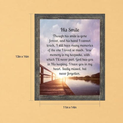 Memorial Gifts for Loss of Husband, Sympathy Gift, His Smile In Memory of Loved One, Picture Frames for Sympathy Gift Baskets, Bereavement Gifts for Loss of Father, Loss of Son Condolence Gift, 2182BW | Sympathy Gifts for Loss of Loved One, Memorial Gifts