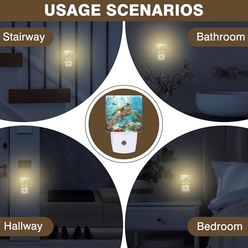 Sea Turtle Night Light, Ocean Themed Plug-in Nightlight with Dusk to Dawn Auto Sensor for Home Bedroom Hallway Kitchen 0.5W Sleep Friendly Led Lamp for Women Men - color: Sea Turtle