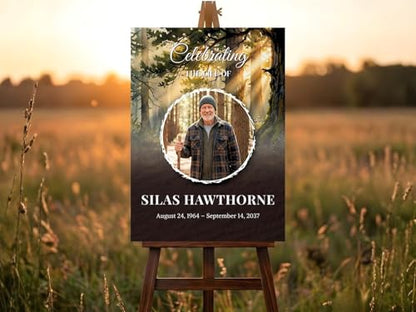 Forest Funeral Welcome Sign, Celebration of Life Welcome Sign, in Loving Memory Sign, Celebration of Life, Celebration of Life Sign, Memorial Sign with Photo,Funeral Welcome Sign #Tf4 - color: Version #21