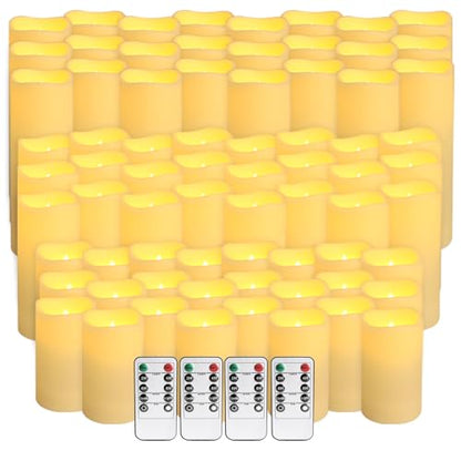 fclayvts 72-Pack LED Flameless Candles with Remote Control -Flickering Flameless Candles-Remote Timer Perfect for Wedding Parties, and Special Occasions(Three Sizes) - size: 72-Pack