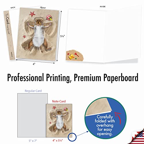 The Best Card Company - 10 Adorable Note Cards Blank (4 x 5.12 Inch) - Wildlife and Animal Cards, Assorted Boxed Set - Sand Angels AM6844OCB-B1x10 - style: Sand Angels