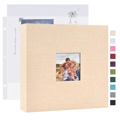 Mublalbum 8x8 Inch 3 Ring DIY Scrapbook Photo Album 40 Pages, Beige - color: Beige, size: 8x8 Inch 40 Pages