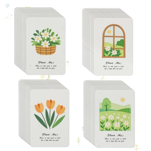 40 Pcs Plantable Wildflower Seed Paper Greeting Card, Gift Tags-4 Styles - style: 40Pcs-Flower Cards