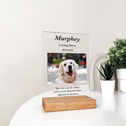 Custom Any Names Words & Picture Personalized Photo Frame Stand Bereavement Gift Sympathy Memorial Decor Sign Funeral in Heart Memory of Loved One Condolence Remembrance Loss Loving Pet Owner Parent Dog Cat