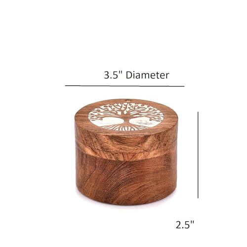Samhita Wooden Tree of Life Keepsake Box for Human & Pet Ashes - Cat & Dog Urn (3.5" x 3.5" x 2.5")