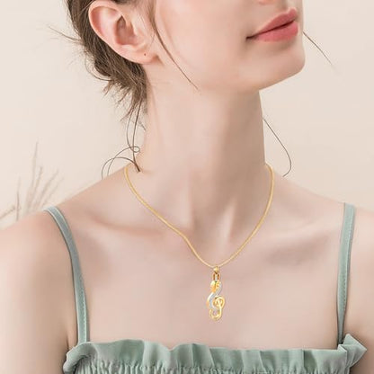 XSMZB Cremation Jewelry Crystal Music Note Urn Necklace for Ashes Stainless Steel Necklace Urn Cremation Memorial Ashes Holder Keepsake Pendant Locket - color: Gold