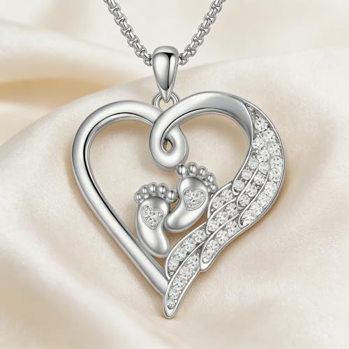 Necklace for Women 18K White Gold Plated Breast Cancer/Stethoscope Cross/Miscarriage Pendant Necklace Jewelry Gifts for Women - style: Miscarriage