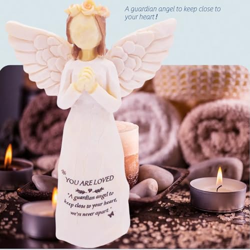 Sympathy Gifts for Loss of Loved One, 5.5" Praying Angel Surrounded by Love Memorial Gift for Loss of Dad Mom Grandmother, Angel Figurine for Bereavement Encouragement Remembrance(Sympathy-Figurine)