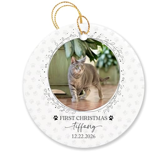 Personalized Add Picture Pet's First Christmas Ornament 2026, Customized Name Photo Cat Pet Christmas Ornament Gift for Onwers Lovers, Add Any Picture Baby Cat's First Xmas Tree Ornament Gift - color: Add Picture Pet's First Christmas Ornament