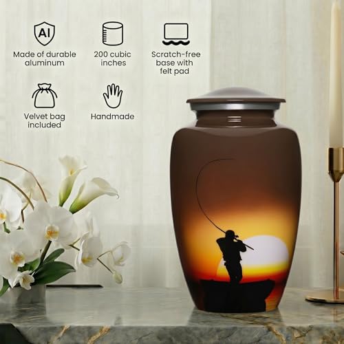 Fisherman Cremation Urns for Men and Women Human Ashes - Adult Large Urn - size: Large