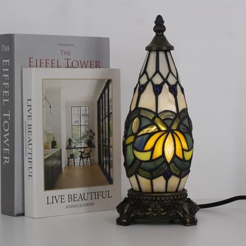 Small Tiffany Stained Glass Table Lamp 5.5X11 Inch (Blue Lotus) - color: Blue Lotus
