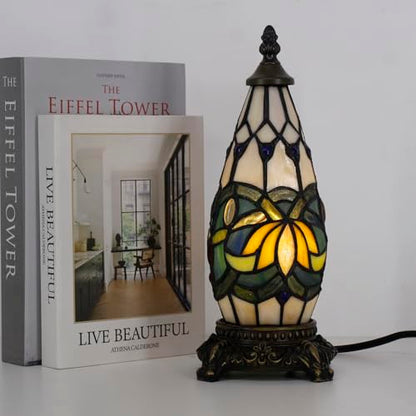 Small Tiffany Stained Glass Table Lamp 5.5X11 Inch (Blue Lotus) - color: Blue Lotus