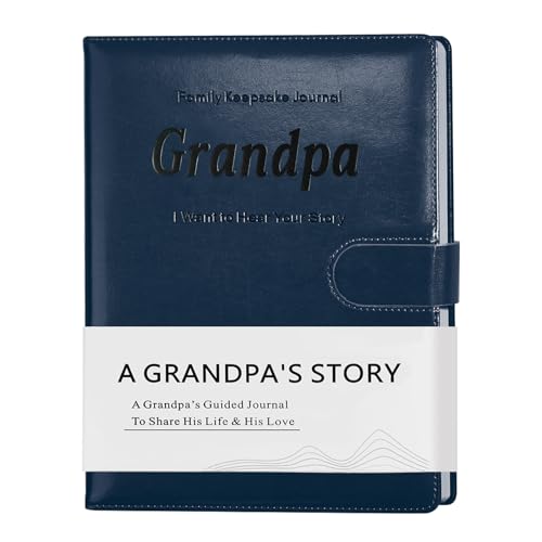 Artmag Grandpa's Life Story Journal with 250+ Prompt Questions, Family Keepsake Book Leather Cover for Grandpa to Share His Memories for Birthday Father's Day Christmas (Blue) - style: Grandpa's Life Story Journal （Blue）