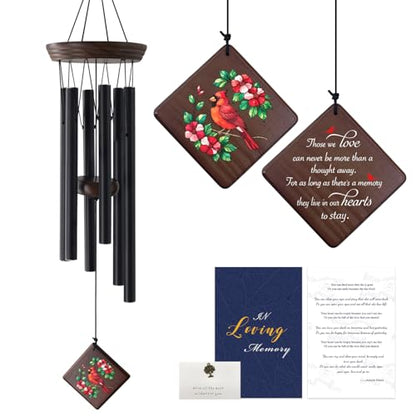 Memorial Wind Chimes for Outside, Sympathy Gift for Loss of Loved One | Cardinal Wind Chimes for Mom Dad, Sympathy Bereavement Condolence Gift - size: Cardinal