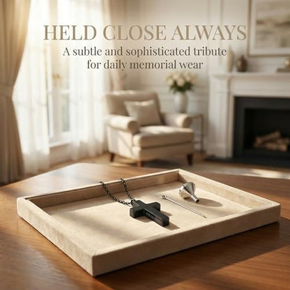 Cross Urn Necklaces For Ashes, Black Cross Ashes Necklace For Men Women, Stainless Steel Memorial Ash Holder Pendant, 'With Me Always' Keepsake Cremation Jewelry With Filling Kit & Velvet Bag